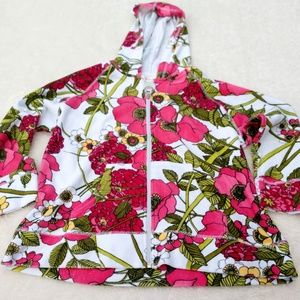 Susan Bristol Terrycloth Flower Zip front jacket L